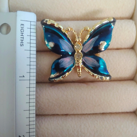 Jewelry - Vintage Gold Tone with Paint Butterfly Brooch
